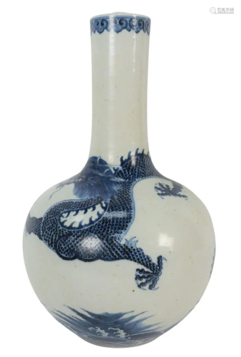 Chinese Blue and White Globular vase having five clawed