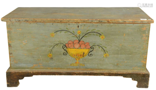 Chippendale Chest, with lift top old blue paint with