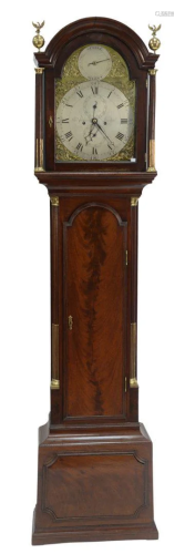 Thomas Jackson Mahogany Tall Case Clock having arched