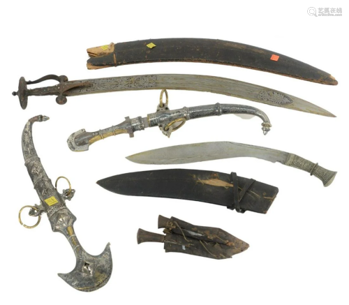 Group of Six Knives and Daggers to include two Middle