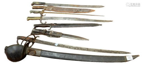 Group of Eight Swords and Bayonets to include a French