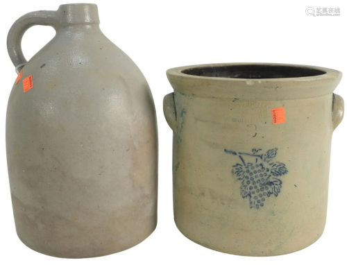 Two Piece Stoneware Lot to include a two gallon crock