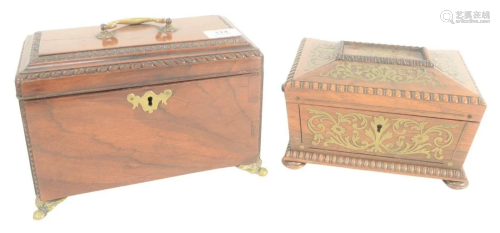 Two Regency Boxes to include rosewood with brass inlay