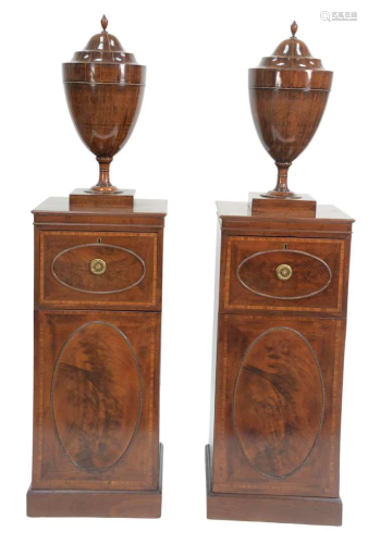 Pair of George IV Mahogany Humidor Cabinets mounted