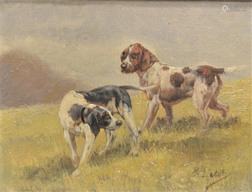 British School (19th Century), two setters, oil on