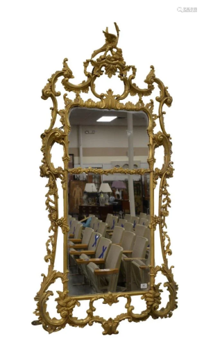 Carved and Gilt Chippendale Two Part Mirror, with