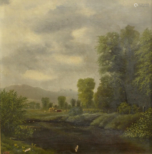 American School (19th Century), pastoral landscape with