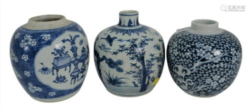 Three Chinese Blue and White Porcelain Pieces to