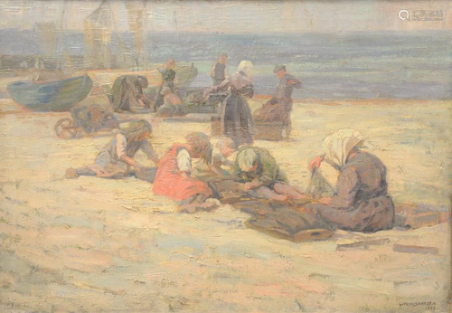 Luplau Janssen (Danish, 1869 - 1927), beach scene with