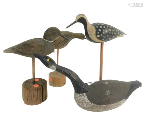 Four Carved and Painted Bird Decoys, goose decoy