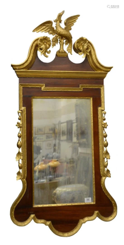 Federal Style Mahogany Mirror, having gilt eagle crest