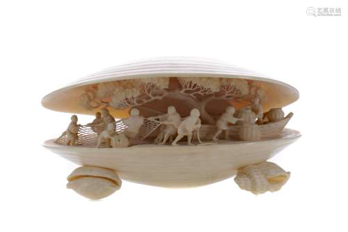 A JAPANESE IVORY CARVING OF 'THE CLAM'S DREAM