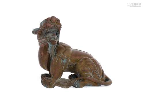 A 20TH CENTURY CHINESE CAST METAL OF A LION DOG