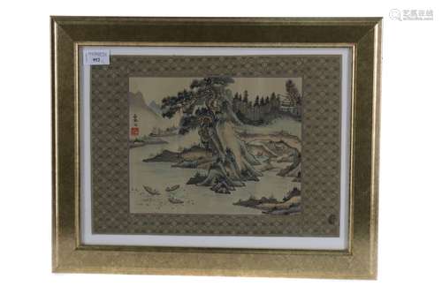 A CHINESE PAINTING AND TWO EMBROIDERIES