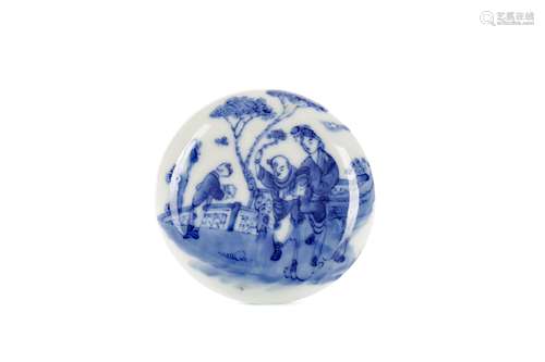 A 19TH CENTURY CHINESE BLUE AND WHITE LIDDED BOX AND ANOTHER...