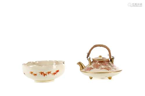 A JAPANESE SATSUMA TEA POT AND A BOWL