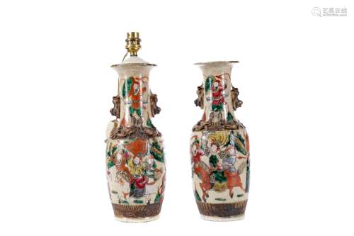 A PAIR OF EARLY 20TH CENTURY CHINESE CRACKLE GLAZE VASES