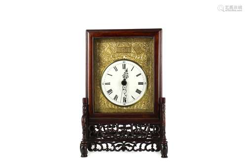 A LATE 19TH CENTURY CHINESE ROSEWOOD TABLE CLOCK