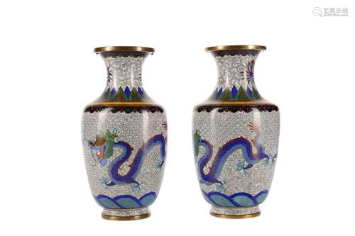 A PAIR OF 20TH CENTURY CHINESE CLOISONNE VASES