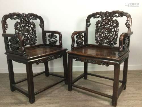 A PAIR OF CHINESE IRONWOOD ARMCHAIRS