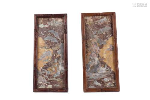 A PAIR OF EARLY 20TH CENTURY CHINESE MARBLE PANELS