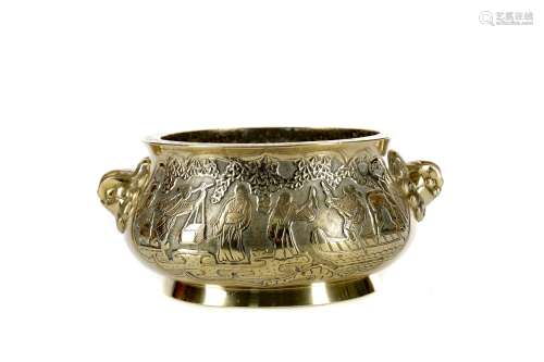 A CHINESE BRONZE OPEN CENSER