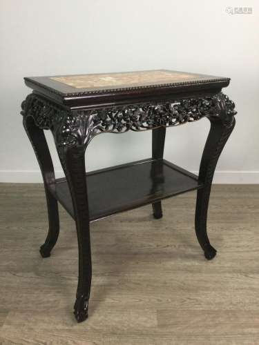 EARLY 20TH CENTURY CHINESE CARVED HARDWOOD TABLE, the rectan...