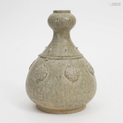 A PIECE OF CELADON, GARLIC-SHAPED BOTTLE