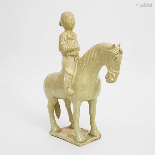 A WHITE PORCELAIN FIGURE ON HORSEBACK