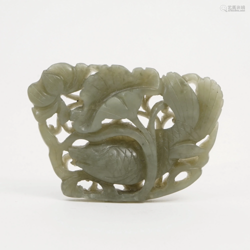 A PIECE OF JADE CARVED SPRING WATER PATTERN FURNACE