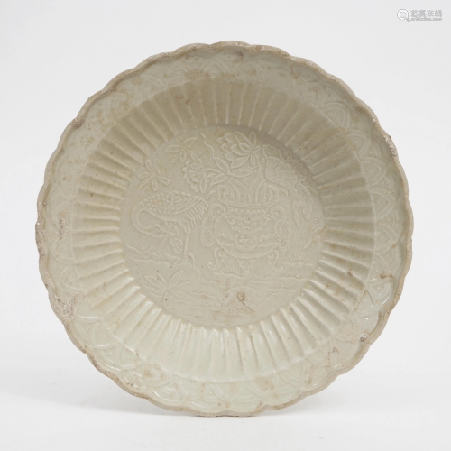 A DING KILN SERIES EMBOSSED PORCELAIN PLATE