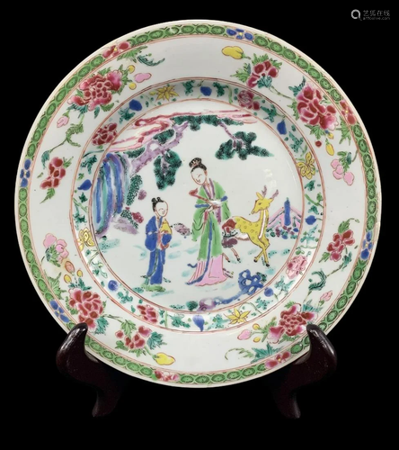 Chinese Famille Verte Painted Porcelain Plate