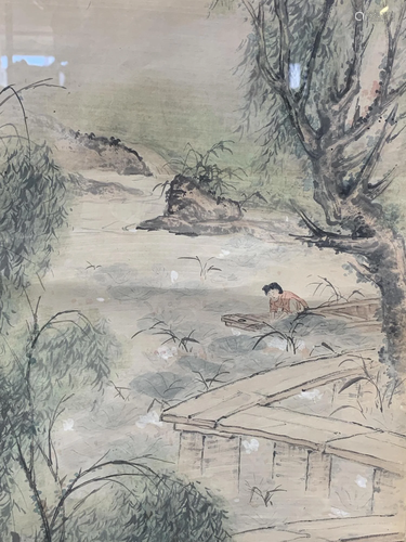 Chinese Mixed Media Landscape Signed