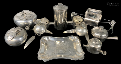 Lot Of Chinese Silver Plated Condiments