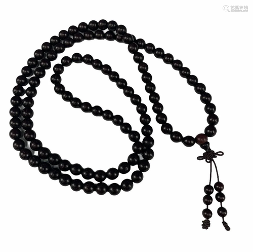 Chinese Carved Wood Prayer Beads