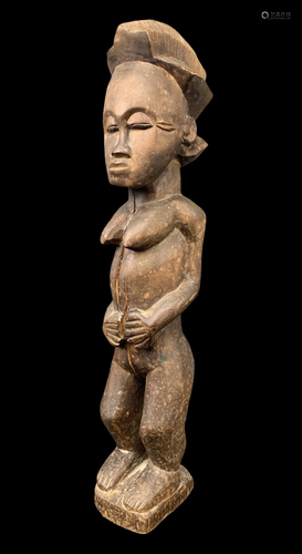 African Baule Carved Wood Female Statue