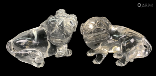Two Chinese Rock Crystal Foo Dogs