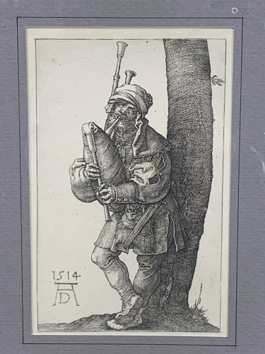 Albrecht Durer Print, The Bagpiper