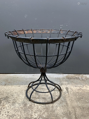 Vintage Iron Wire Basket Jardiniere