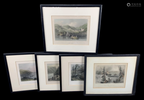 Lot Of 5 Antique William Henry Bartlett Prints