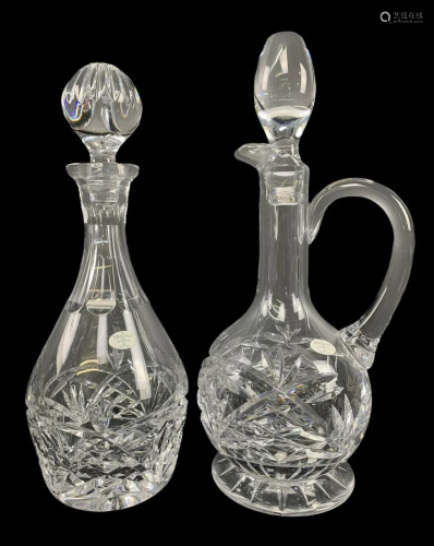 2 Waterford Kinsale Ireland Crystal Decanters