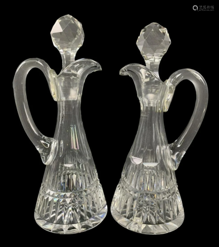 Pair Of Cut Crystal Oil And Vinegar Decanters