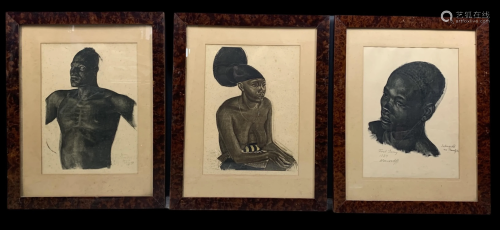 3 Alexandre Iacovleff Africa Portrait Lithographs