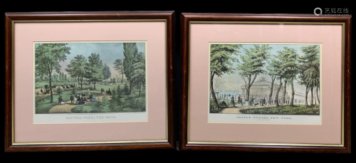 Lot Of 2 Of Currier And Ives Colored Prints