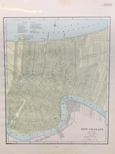 20th C George F. Cram Engraved Map Of New Orleans