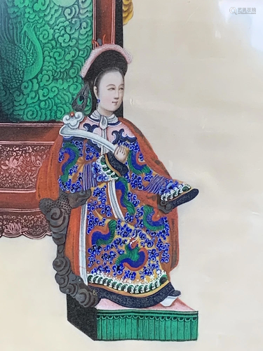 Chinese Painting On Rice Paper, Seated Woman