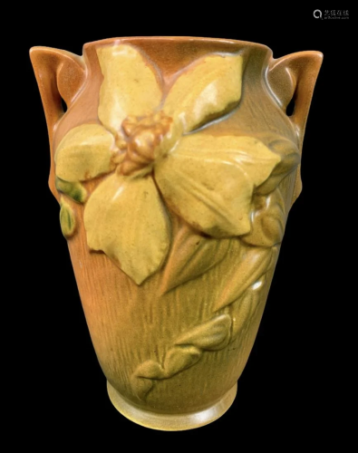 Roseville Art Deco Pottery Clematis Vase 105-7