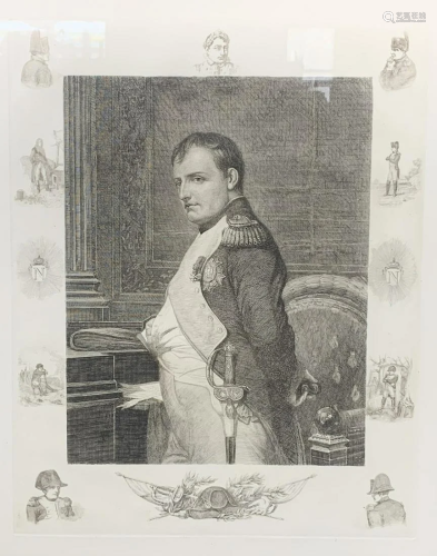 Print Of Napoleon, Border Depicting Life Moments