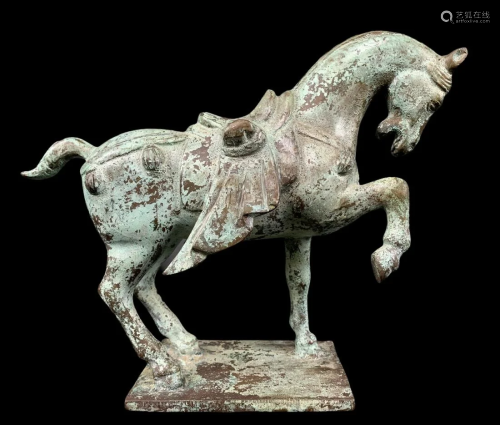 Chinese Bronze Verdigris Tang Dynasty Style Horse