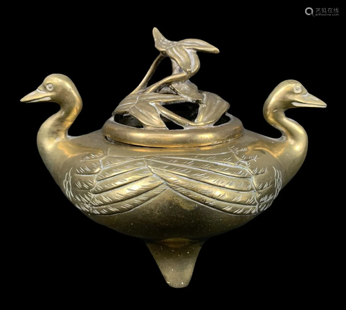 Chinese Brass Censer, Birds